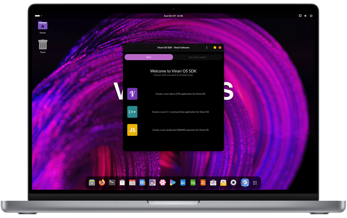 Vinari OS HELIUM running Vinari OS SDK