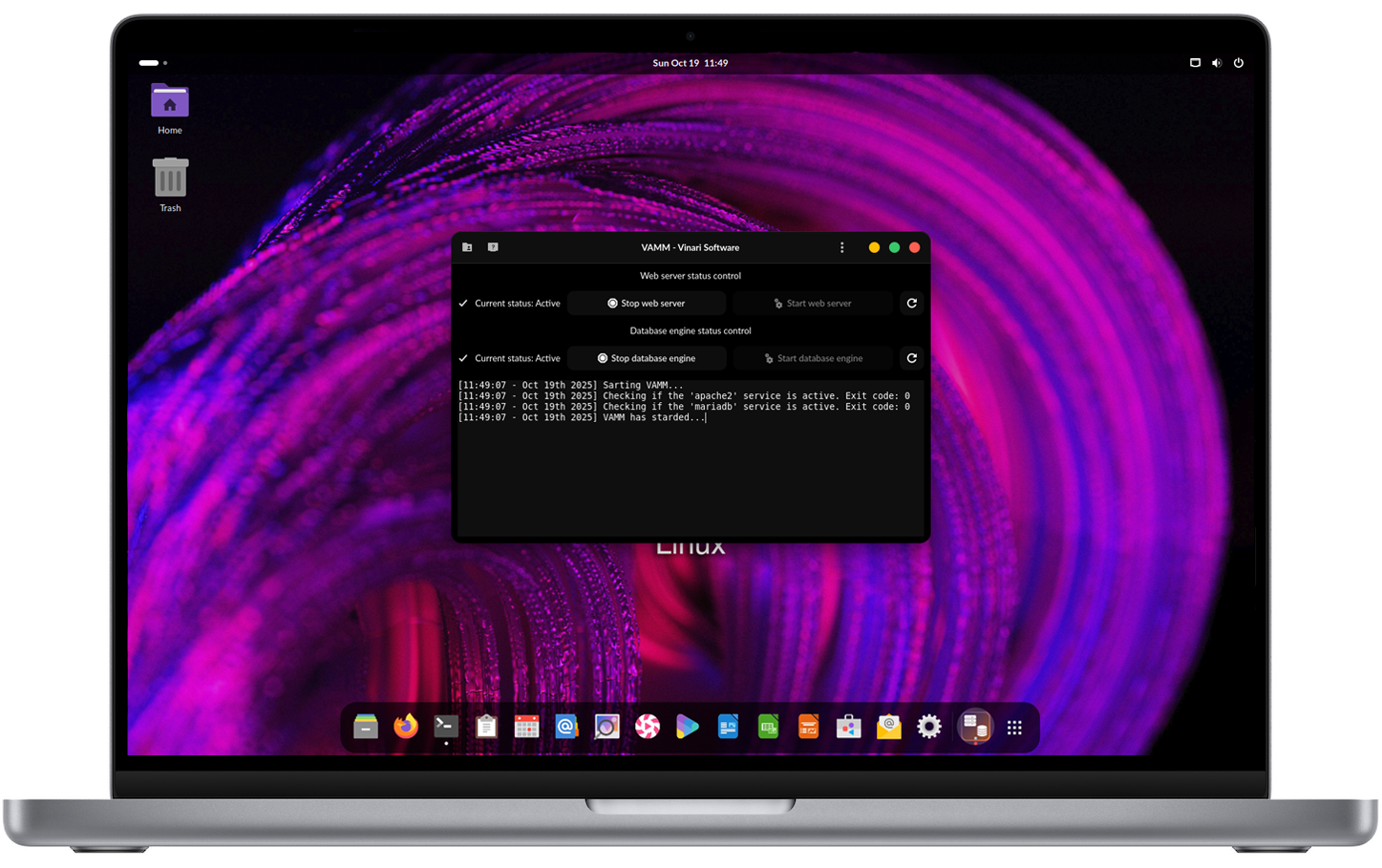 Vinari OS HELIUM running VAMM